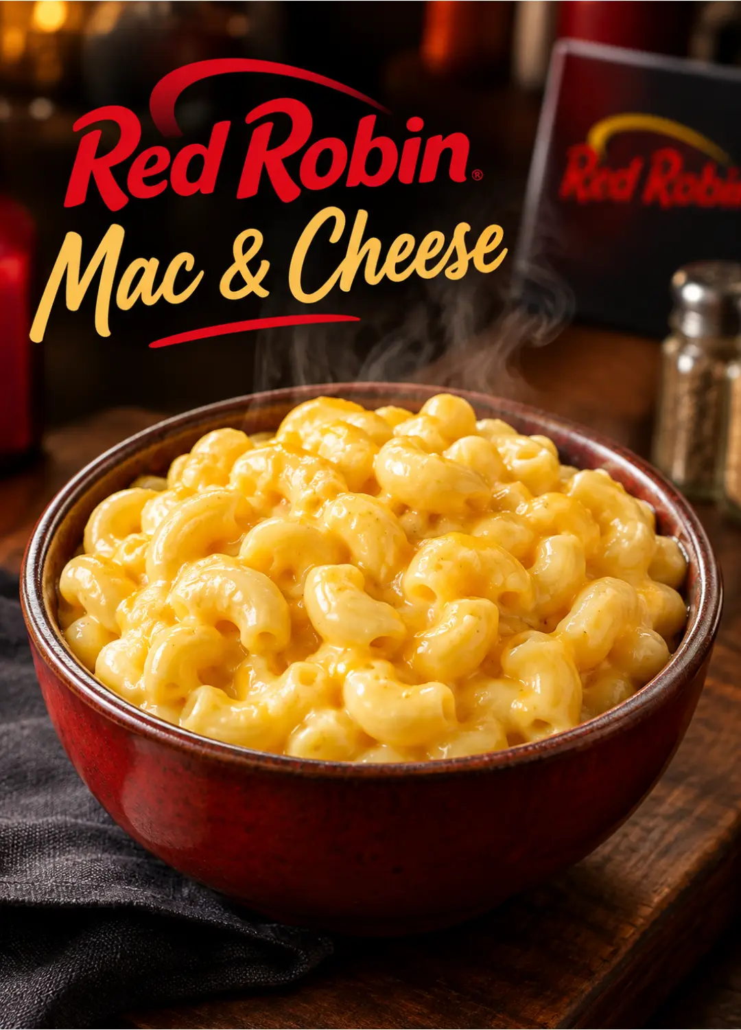 Red Robin Mac and Cheese bowl with creamy cheese sauce and macaroni